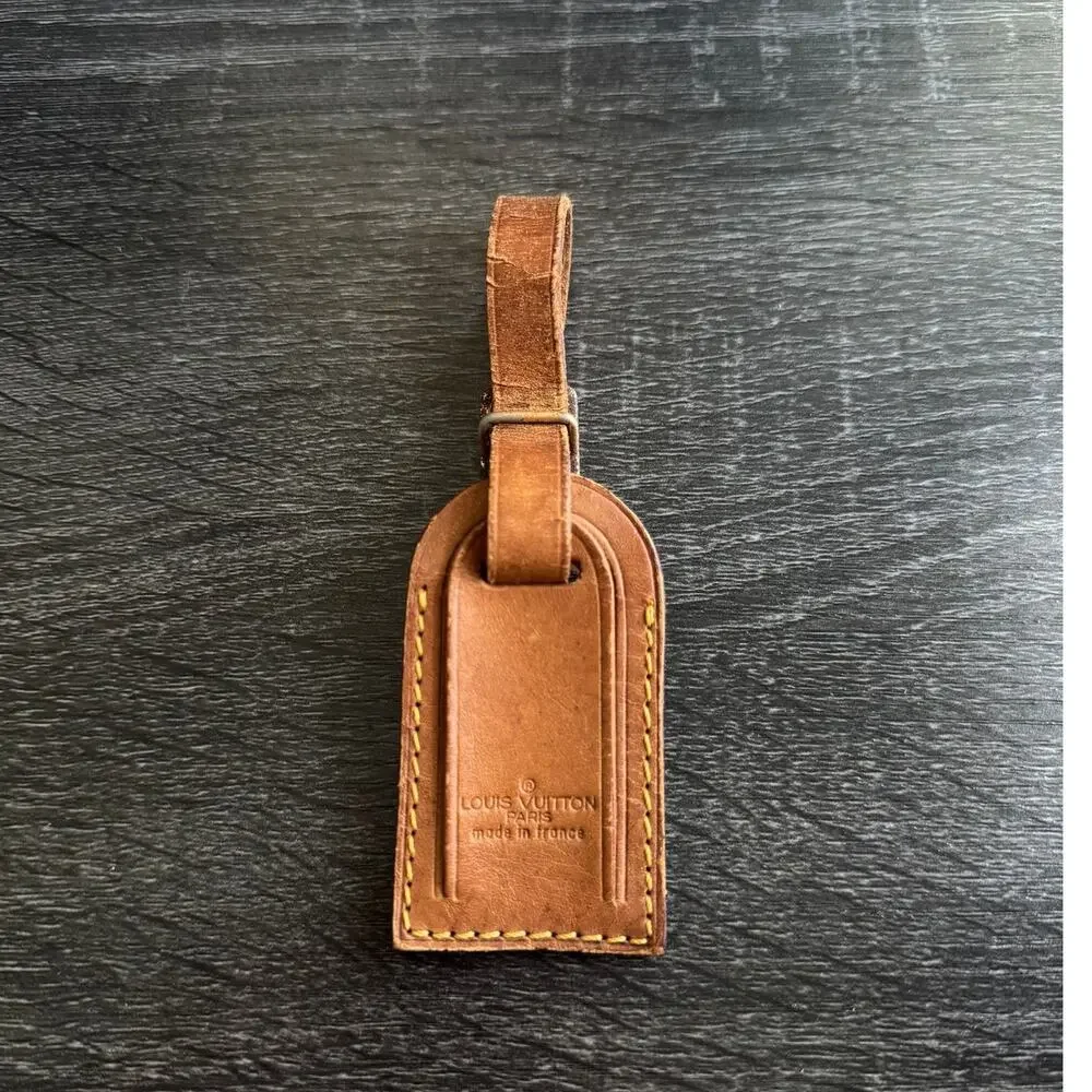 Authentic Louis Vuitton Vachetta Leather Luggage Tag SN501